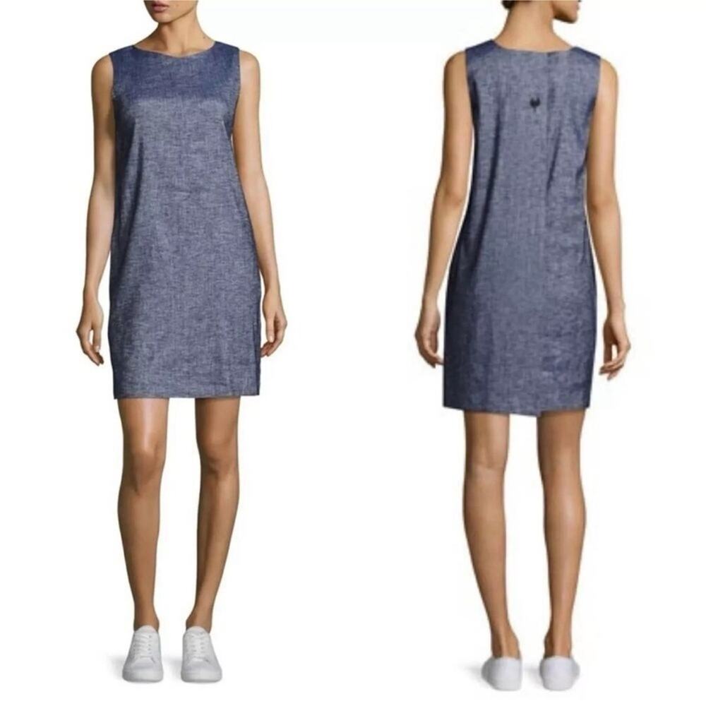 Theory Dress Narlica Relaxed Sleeveless Chambray Shift Dress Tierra Wash Size 6